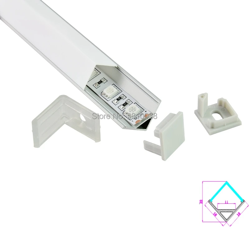 10 X 1M Sets/Lot Right cornered LED light aluminium profile AL6063 Anodized Recessed led strip profile for kitchen Cabinet light