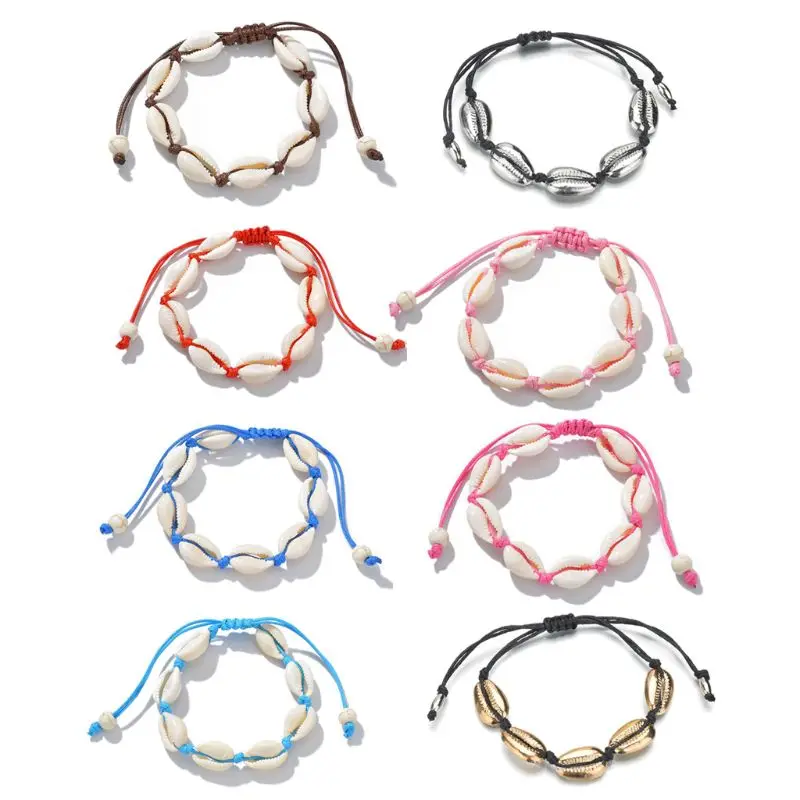 

Trendy Natural Cowrie Beads Shell Anklet Bracelet Handmade Hawaiian Beach Foot Jewelry
