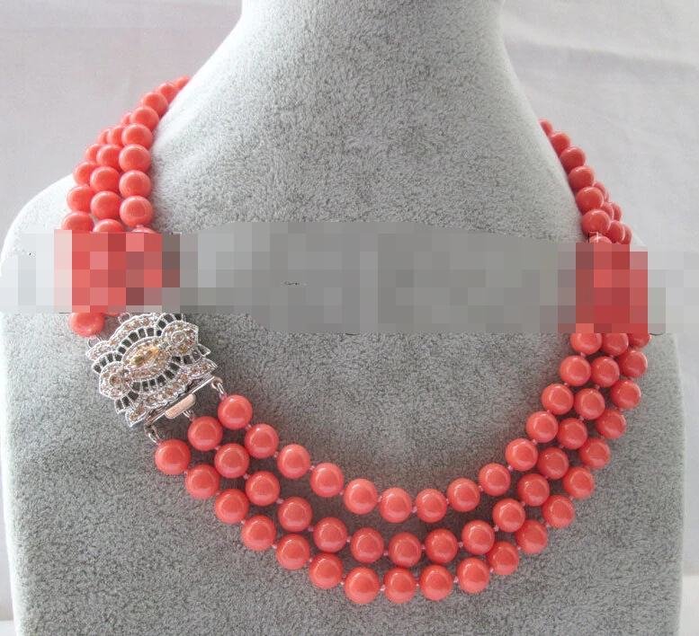 

1130 natural perfect round pink coral necklace - gild zircon cla