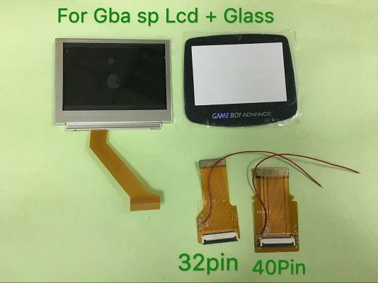 

New For GBA SP Screen LCD OEM Backlit Brighter Highlight W/Normal Motherboard Modify Part with 40pin or 32pin cable with glass