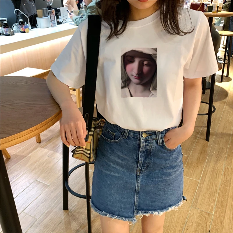 Female T-shirt Michelangelo Sistina tshirt harajuku Virgin Mary t shirt women t-shirt kawaii womens casual tshirt Plus Tees Top