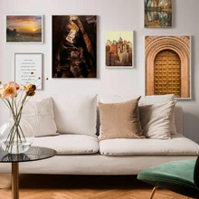 Лучший! Марокко Дверь Морской Лес Закат Пейзаж Wall Art Холст Картины Северные Плакаты И Отпечатки