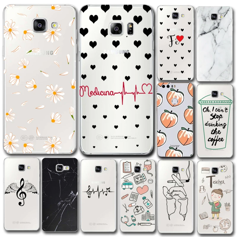 

Case For Samsung Galaxy A5 2016 2017 Cute Love Heart Transparent Silicone Phone Cases Back Cover Simple Letter Pattern Bumper