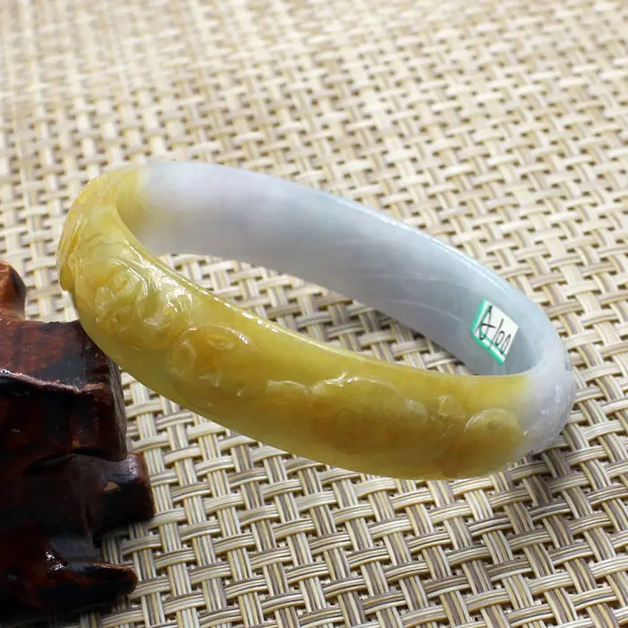 

A100 Chinese Hand-carved Emerald Brown stoneite stone Gems Bracelet Bangle 61mm 10.20 40