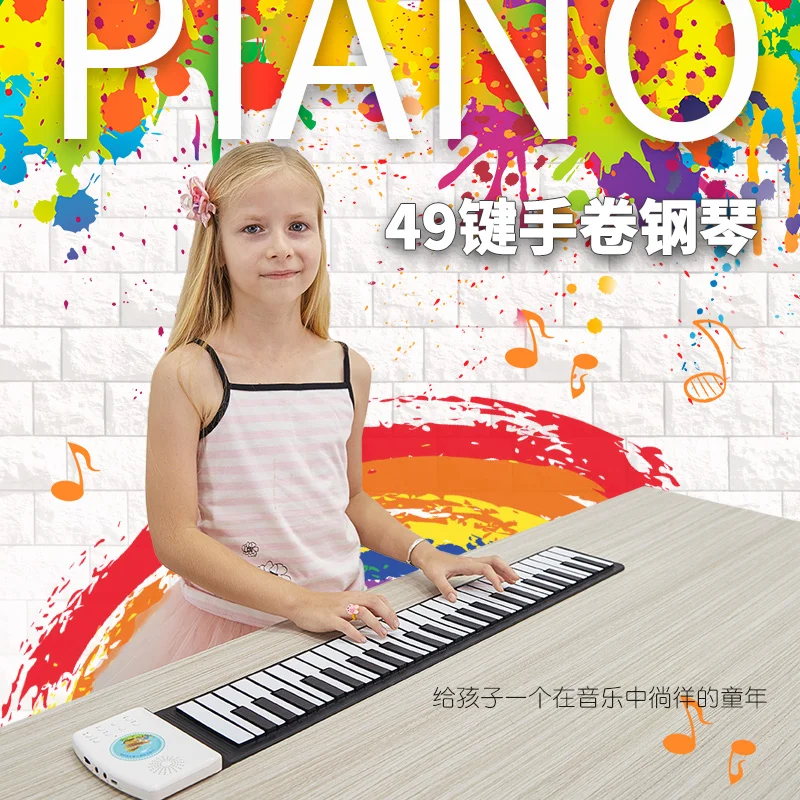  49keys children portable soft handscroll controller synthesizer roll up electronic Musical Instrume