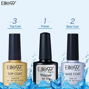 Elite99 10ML 3 teile/los UV Gel Nagellack Primer Top mantel Basis mantel Lacke Langlebige Soak off UV gel Nail art Maniküre