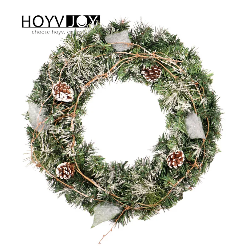 

HOYVJOY Pine Cone Wreath for Christmas Decorations Artifical Garland 45cm Decor Hand on The Wall Table High Quality