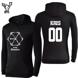 BTS EXO KPOP MONSTER черно-белая мужская/Кепка Толстовка k-pop пальто модные толстовки с капюшоном одежда XXXXL принт EXO все члены