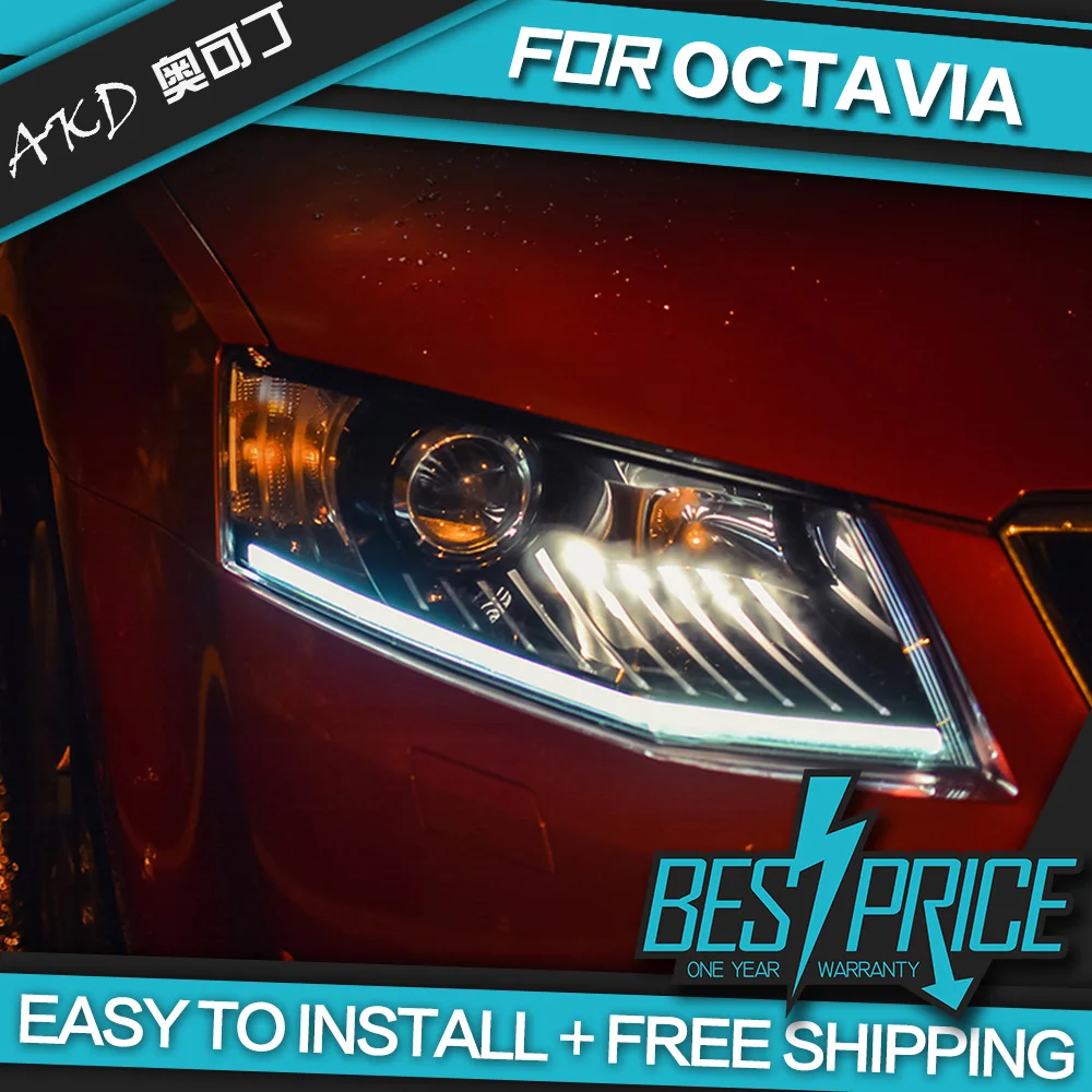 

AKD Cars Styling Headlight For Skoda Octavia 2015 Headlights LED Running lights Bi-Xenon Beam Fog lights angel eyes Auto levels