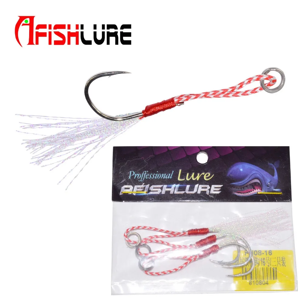 

Feather Hooks 3pcs/lot Jig Fishing Hook Metal Plate Hooks for Lead Jig #10/#12/#13/#14/#15/#16 Sea Fishing Jigging Fishing