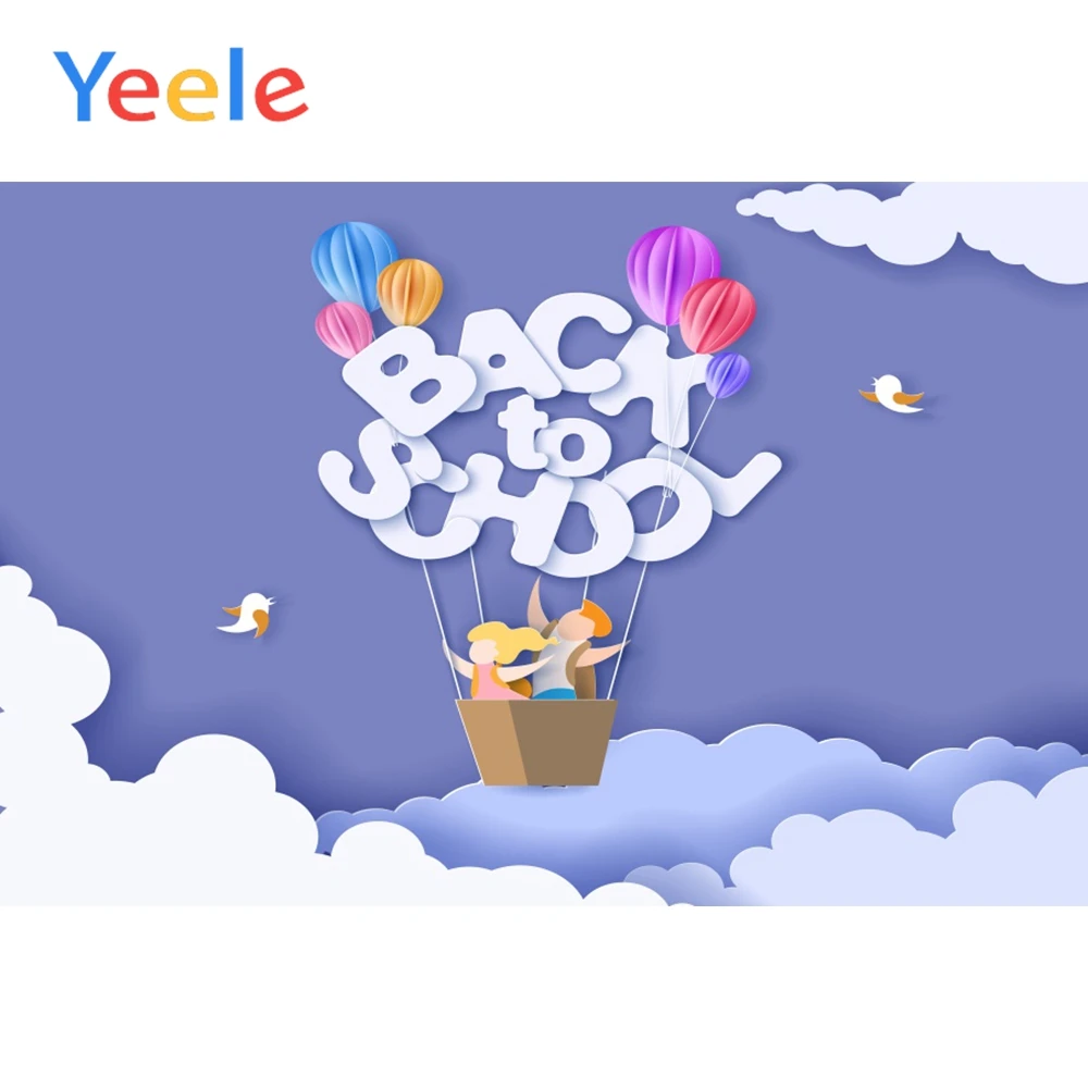 

Yeele Cartoon Back To School Balloons Backgrounds Banner Photography Baby Children Scene Photographic Backdrops For Photo Studio