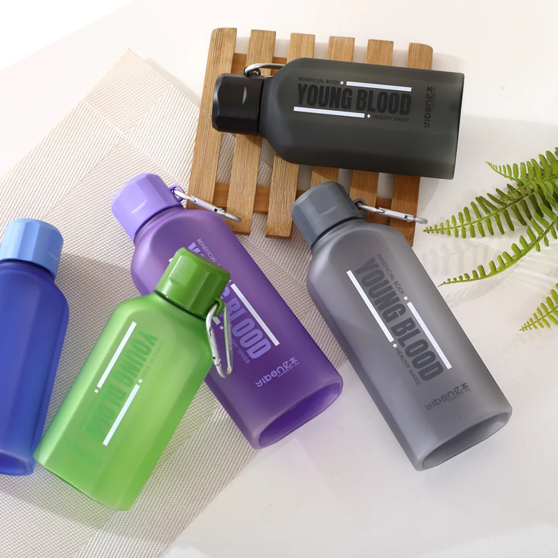 

Free shipping Frosted square water bottle bpa free 700ml art design eco friendly plastic sport water bottles bidon