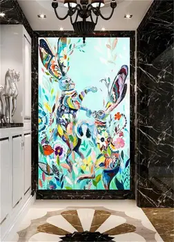 

3d wallpaper photo wallpaper custom livingroom mural 3d painting flower and rabbit animal porch background wallpaper for wall 3d