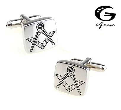 

iGame Factory Price Retail Novelty Cufflinks For Men Copper Material Silver Masonic Mason Logo Design Cuff Links Free Shipping