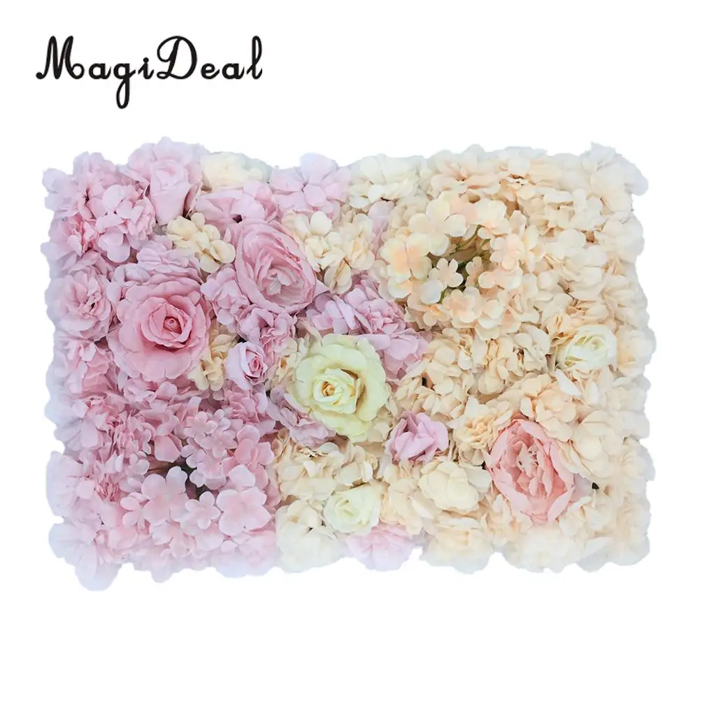 Romantic Artificial Flower Wall Panels Wedding Venue Roses Hydrangea Floral Decor Type A 5 Colors Choice	