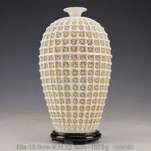 Изысканный винтажный ручной работы китайский белый фарфор Dehua полый орнамент ваза