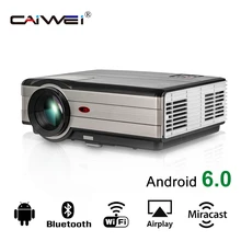 CAIWEI Full HD LCD Android WiFi Bluetooth Projector LED Light Beamer Home Theater Cinema Audio Video TV for Smartphone Laptop