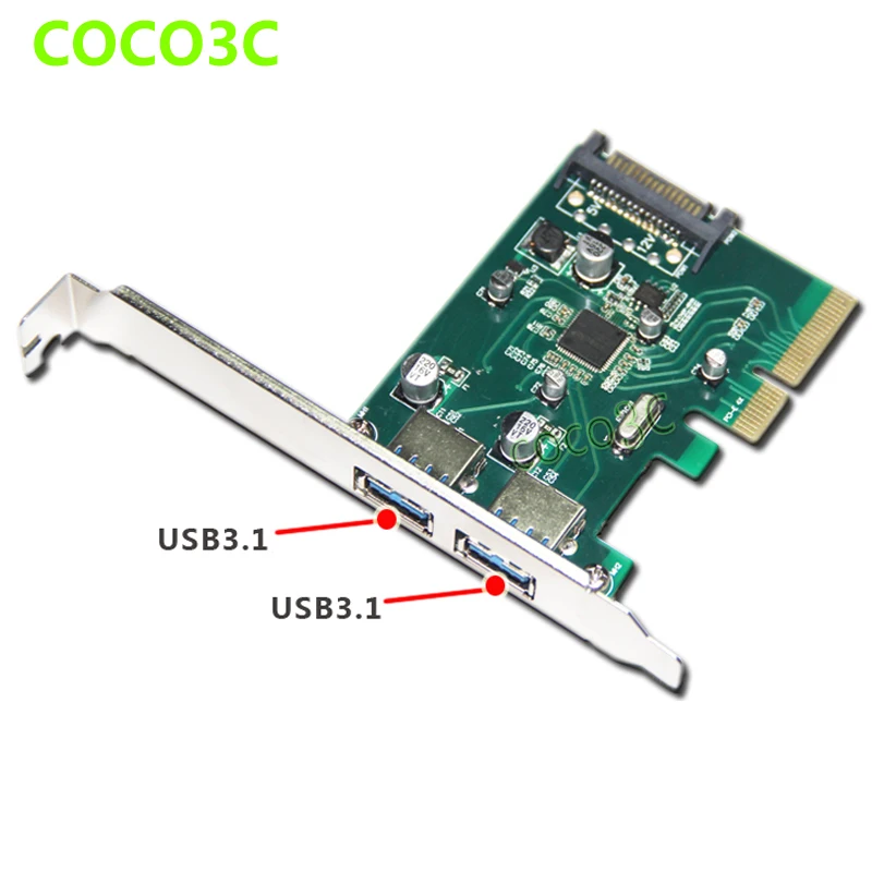 Four Ports USB 3.0 Super Fast 5Gbps PCI-E Expansion Card PCI Express Adapter Converter Card Power Supply Module for Desktop PC with 2U Low-Profile Bracket