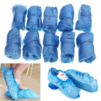 

100pcs/lot Disposable Shoe Covers Plastic Rain Waterproof Overshoes Boot Covers Hospital Overshoes Shoe Care Kits