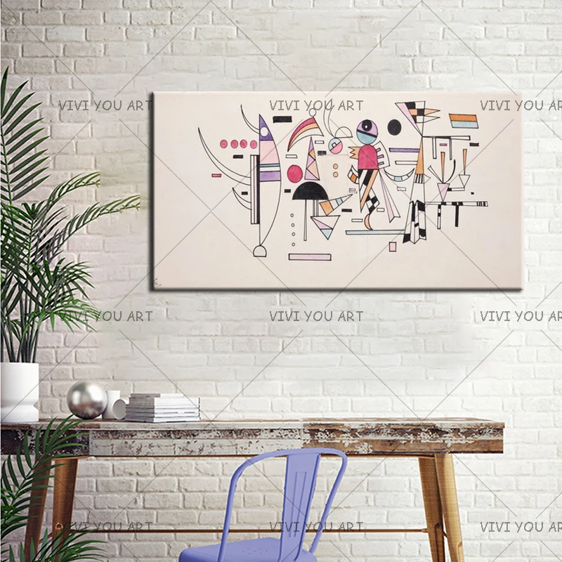 

New Wassily Kandinsky Oil Painting Canvas Handmade Unframed Kitchen Living Room Decor Hot Selling Art Graffiti Cartoon Abstract