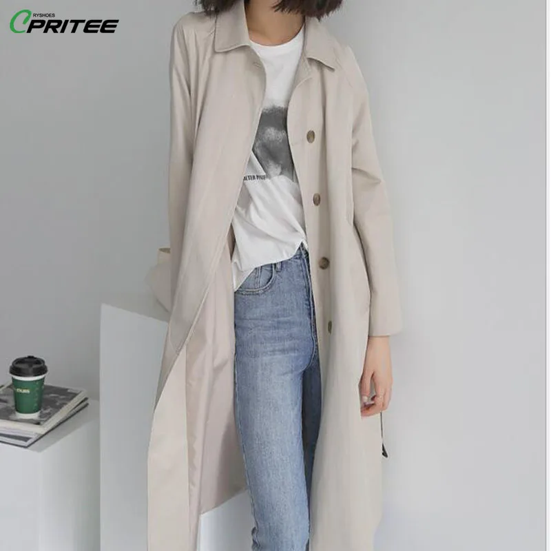 

Early Spring Windbreaker Casual Casaco Feminino Chic Women's Windbreakers Female Long Wind Coat Raincoat Trench Coat For Women