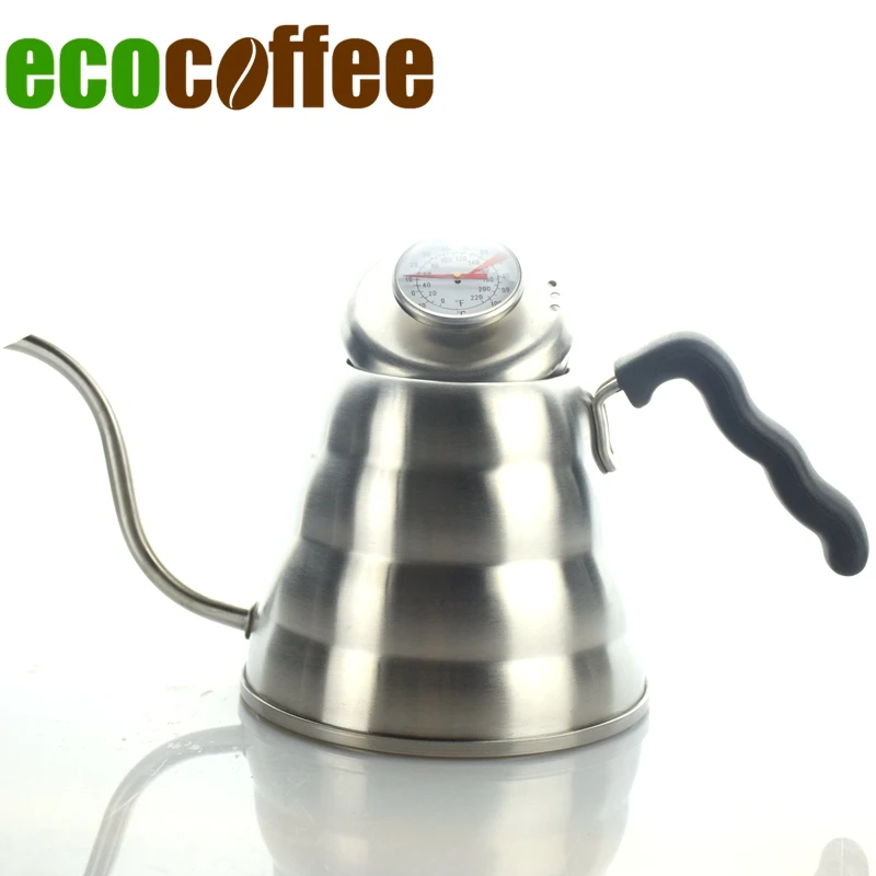 

2017 New Freeshipping Pour Over Tea Pot Gooseneck Pots For Stove 1.2l Stainless Steel Coffee Water Kettle With Thermometer
