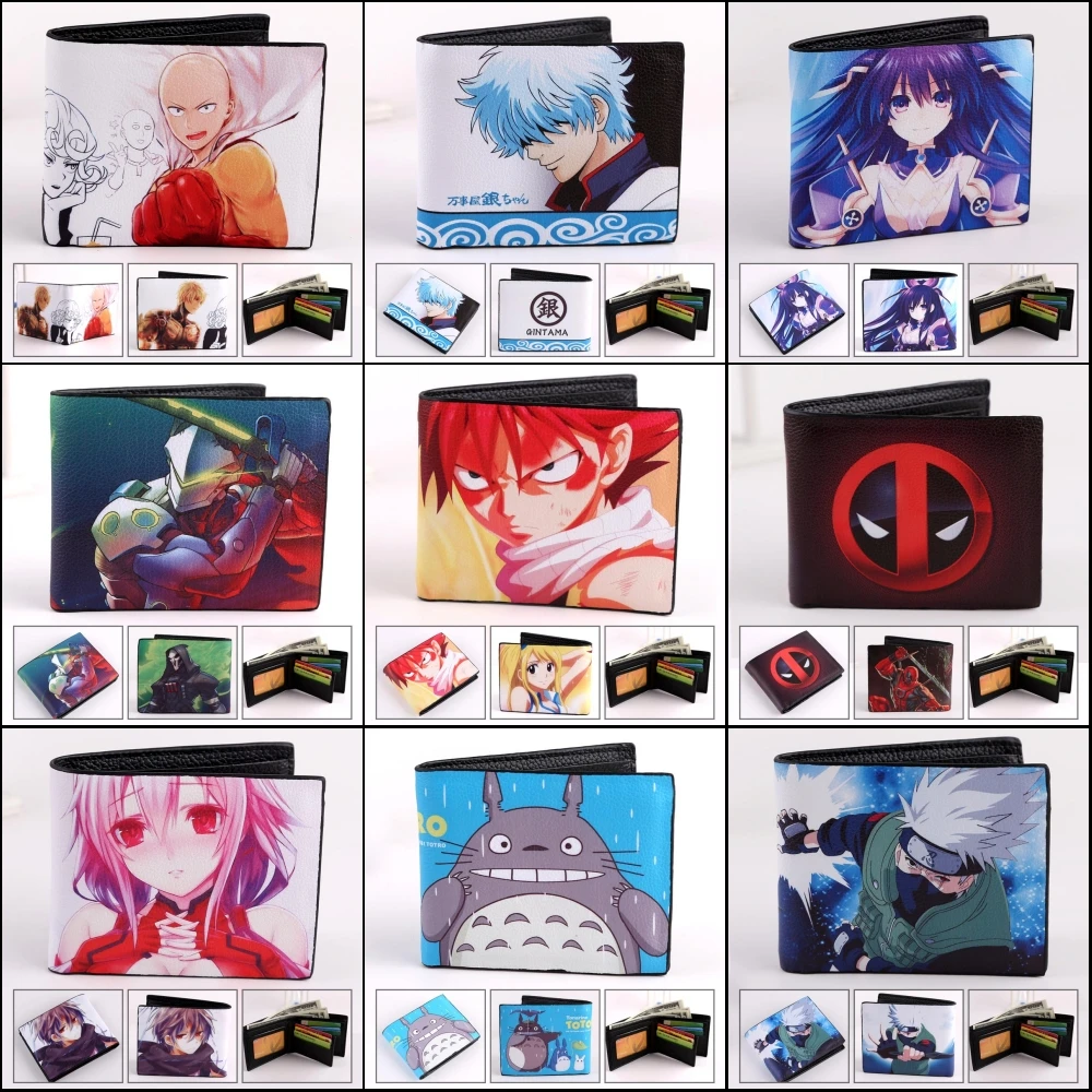 

33 style Anime cartoon wallet OW Bleach Totoro One Piece Naruto Pokemon Holder Layer Bifold short cosplay purse money bag