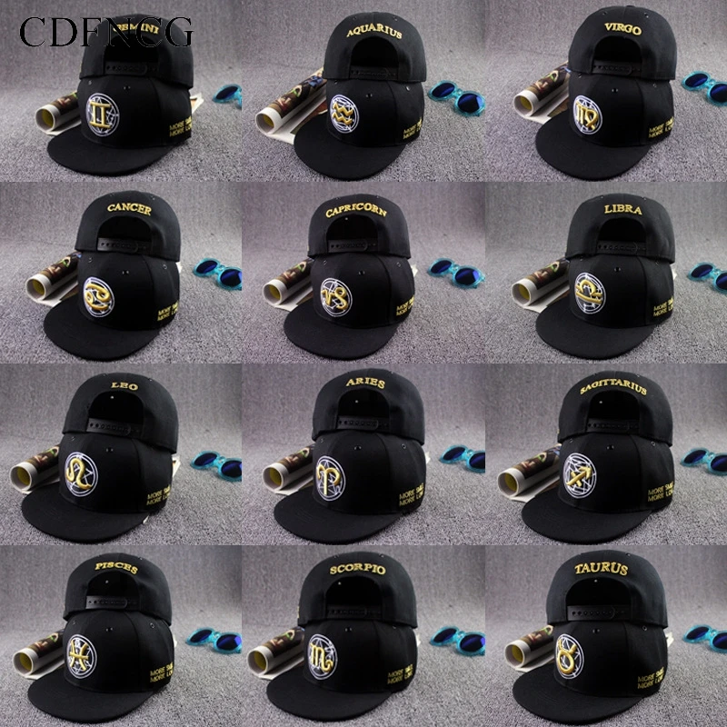 CDF Лето Snapback Поп хип хоп бейсболка с вышивкой 12 созвездий пара влюбленных солнце папа шляпа для мужчин и женщин