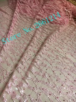 

new arrival BZL-88039 african lace fabric with lots of beads french nigerian fabric