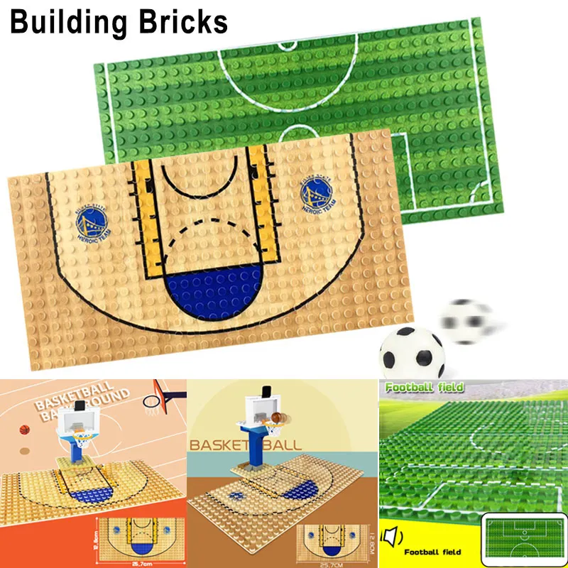 

Children Building Bricks Compatible Baseplates with Football Basketball Field Pattern 998