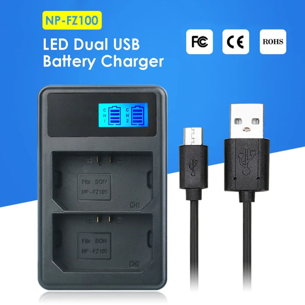 

NP-FZ100 1600mAh Camera Battery LCD Dual Charger for Sony Alpha 9 A9 9R A9R 9S A9S A7RIII A7R3 7RM3 A7m3 BC-QZ1