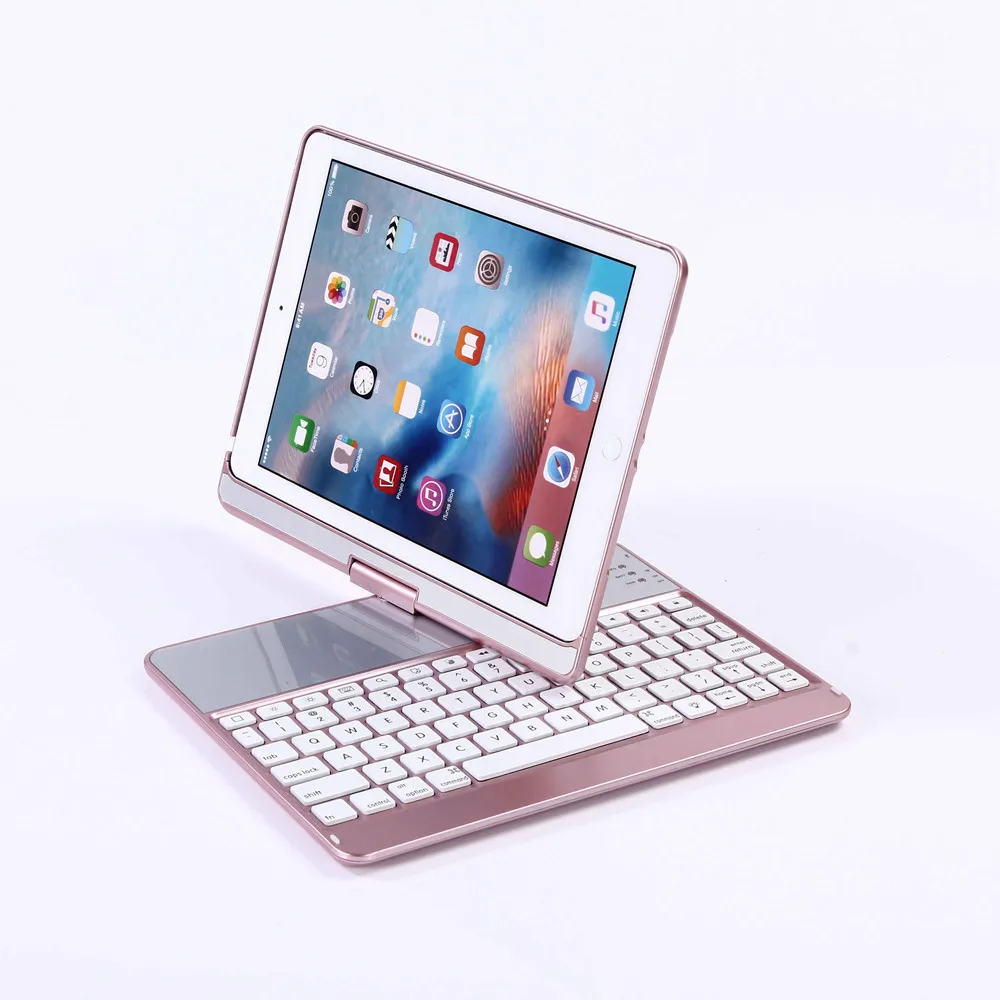  For iPad 9.7 2018 360 Degree Rotation Wireless Bluetooth Russian/Hebrew/Spanish Keyboard Case Cover