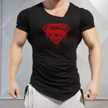 Muscle Guys, Модные Фитнес-футболки для бодибилдинга, фитнеса, брендовая спортивная одежда, Хлопковая мужская футболка с коротким рукавом, футболки для тренировок