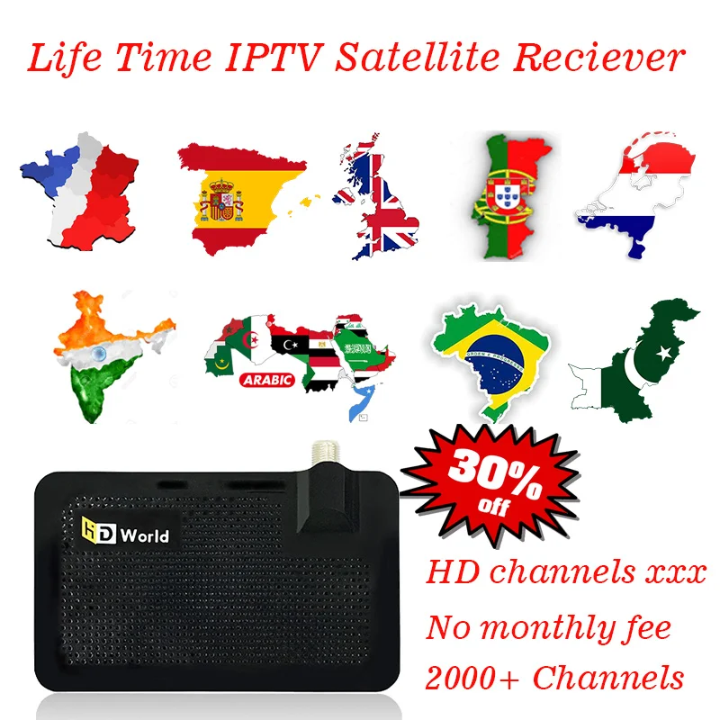 

Lifetime HDcam CCcam Service 2000+ Channels HD 4K Digital Satellite Decoder Receiver DVB-S2 with Wifi Dongle Antenna Tuner