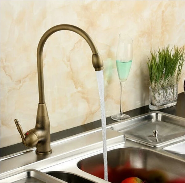 

Kitchen Faucets Mixer Taps Antique Brass Finished Hot and Cold Deck Mounted with ceramic torneiras para banheiro crane AF1029