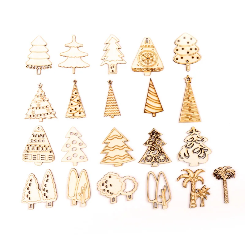 

45mm 10pcs Four Seasons Tree Pattern Wooden Scrapbooking Craft Handmade Accessory Sewing Home Decoration