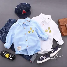 Весенне-осенняя рубашка для мальчиков модные хлопковые детские рубашки детская повседневная одежда в английском стиле с длинными рукавами для детей 2, 4, 6, 8 лет