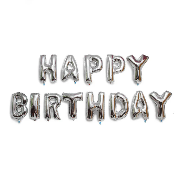 1" фольгированные воздушные шары с буквами алфавита с днем рождения, воздушные шары из розового золота для украшения вечеринки на день рождения для детей и взрослых - Цвет: Silver