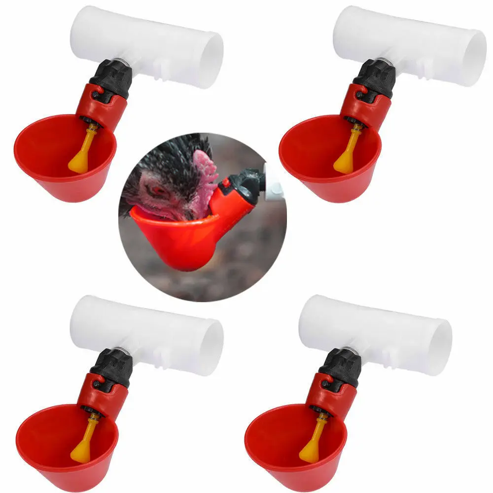 

New 4pcs Rabbit Water Feeding Nipple Drinker Tools Poultry Hen Chicken Water Container