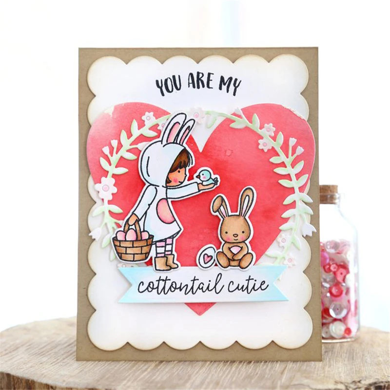 

GJCrafts Lovely Girl Rabbit Carrot Clear Stamps and Dies New 2018 for Scrapbooking Card Making Album Embossing Crafts Die Cut