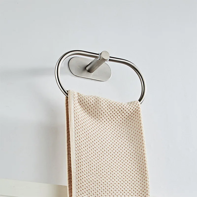 SmileMonkey Towel ring wall-mounted towel rack hanger 304 stainless steel bathroom accessories brushed towel rack SmileMonkey Towel ring wall-mounted towel rack hanger 304 stainless steel bathroom accessories brushed towel rack