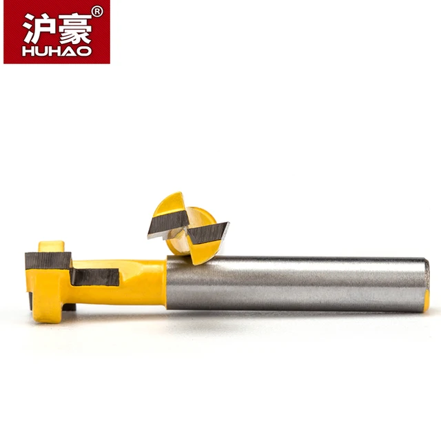 HUHAO 1pc 1/4″ Shank Woodworking Router Bits CNC Keyhole  Screw Hole Milling Cutter Tungsten Alloy Photo Frame T Type Cutter