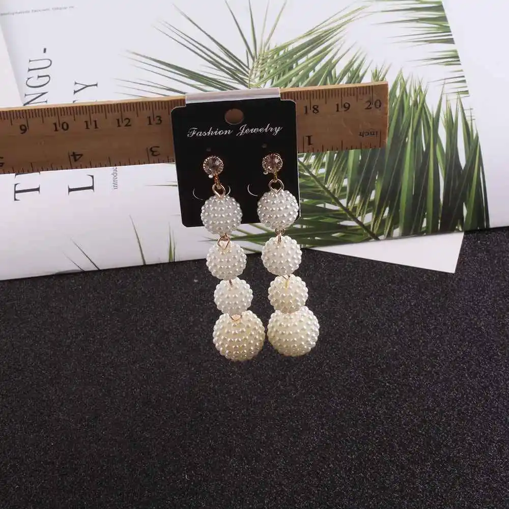 JIOFREE Long simulated pearl Clip on Earrings No Pierced for Girl Party Needn't Ear Hole Earrings Korea Style ear clip earrings,clip earrings,ear clip