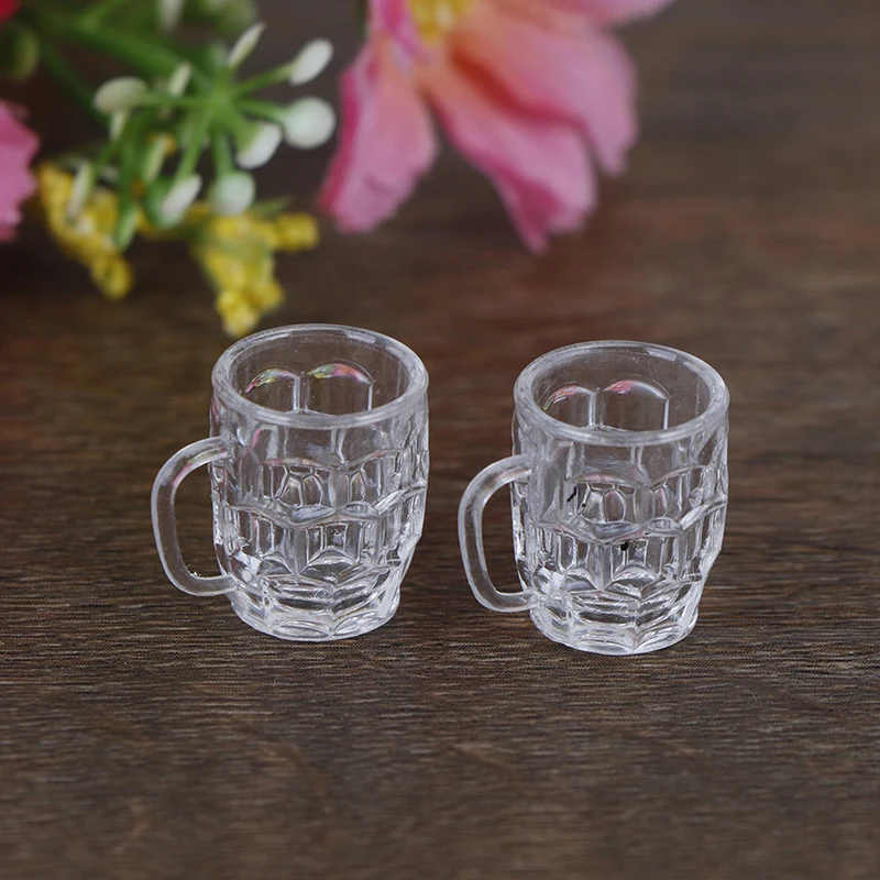 

2Pcs DIY Mini Cups Goblet Drink Wine Beer Cup Dollhouse Craft Glass Model 1:12 Scale Miniature Home Decoration
