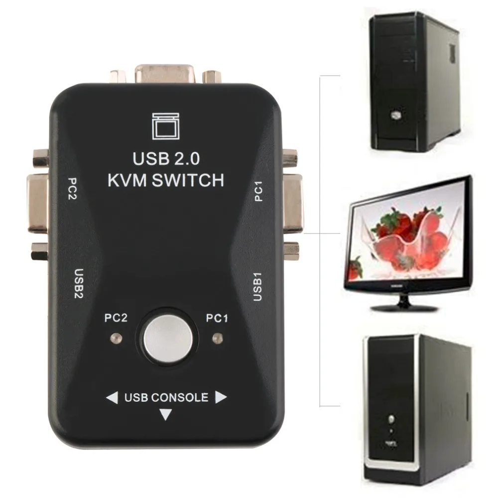 2 Ports USB 2.0 VGA/SVGA KVM Switch Box for Sharing