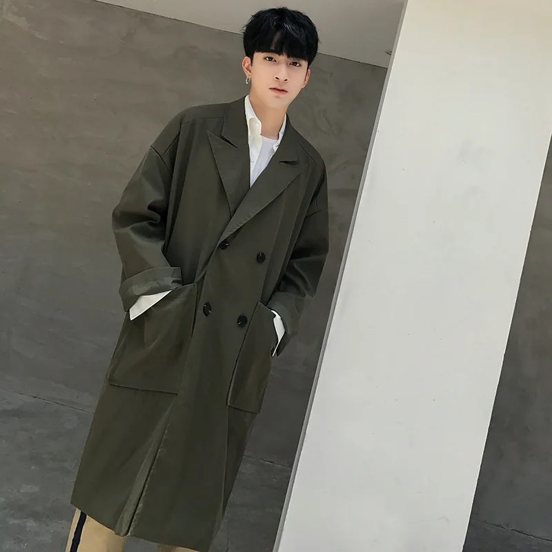 

Korean Style Fashion Long Windbreaker Casual Loose Men's Outwear Youthful Wild Windbreaker