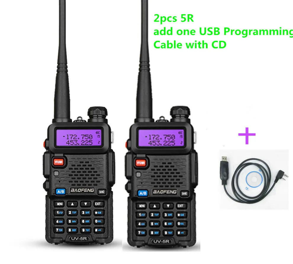 2 шт. baofeng UV-5R dual band портативная рация приемопередатчик cb радио communicator UV5R портативный двухстороннее радио с аксессуарами
