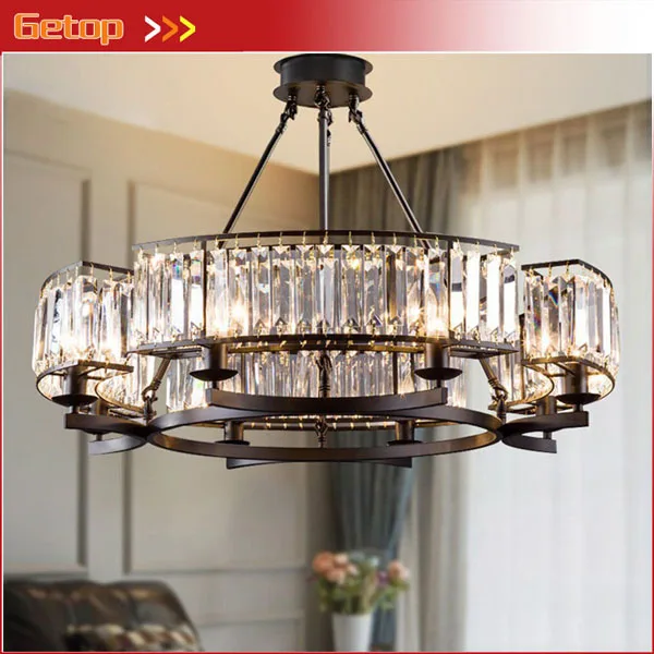 American Crystal Chandelier Retro E14 Living Room Lighting Continental