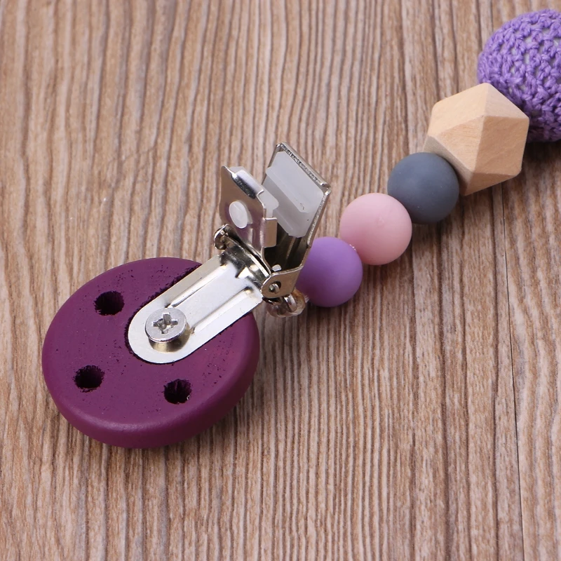 Cute Purple Baby Teething Dummy Pacifier Clip Infant Soother Nipple Strap Chain safe