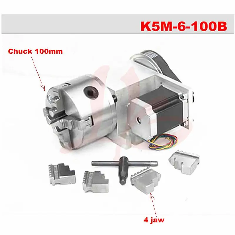 3 4 кулачковый патрон полый вал 100 мм ЧПУ 4-я ось вращения Подходит PCB Фрезерный сверлильный станок